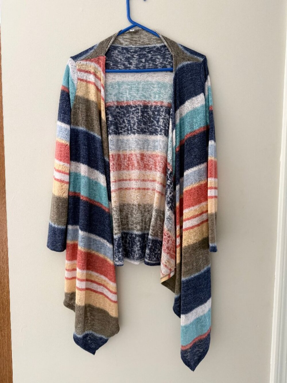 VERY NICE WHITE BIRCH MULTI COLOR STRIPES LIGHTWEIGHT CARDIGAN SWEATER - SMALL